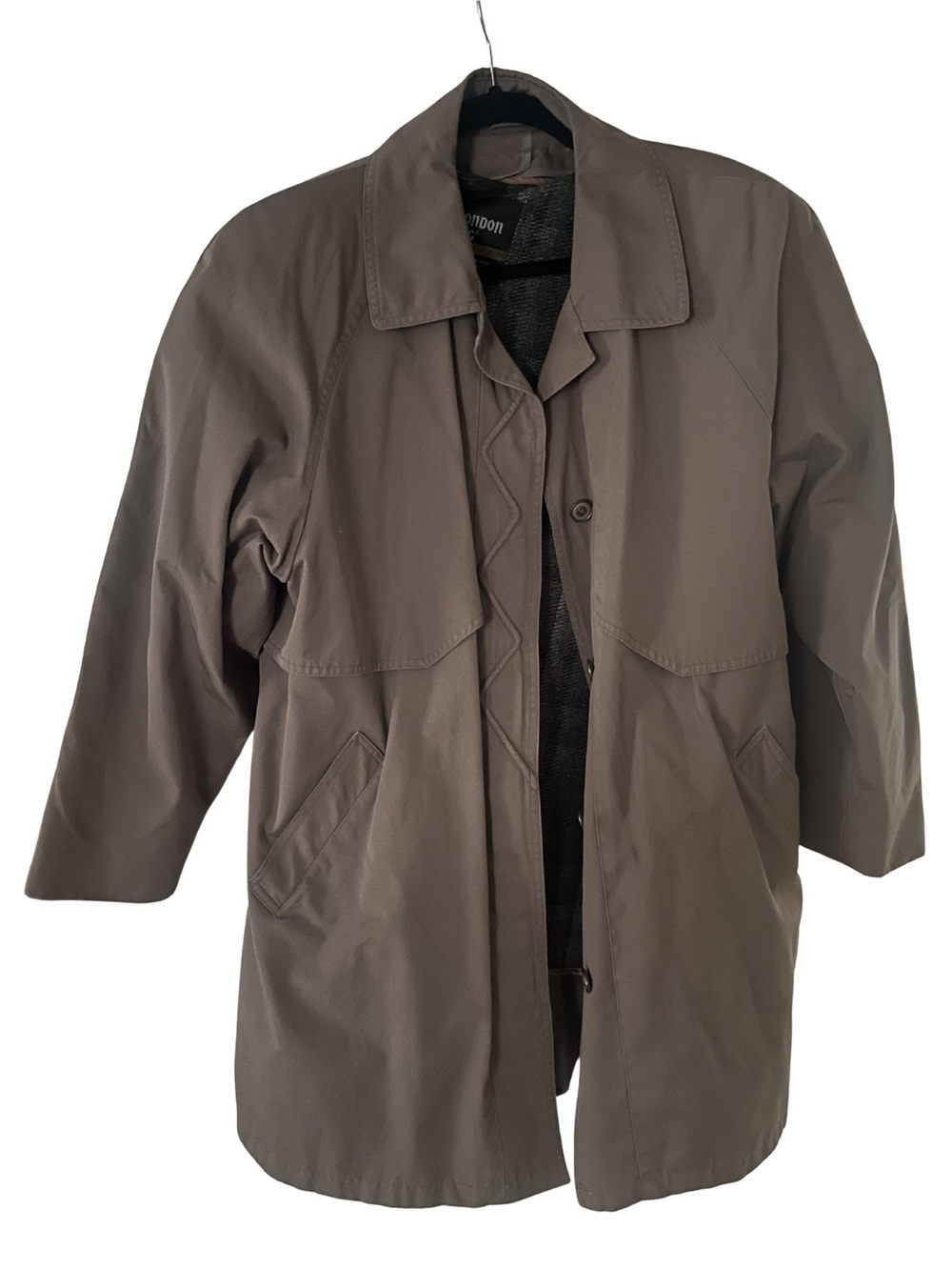 Vintage London Fog Olive Green Raincoat Women's Size 12 Lightweight Trench Style
